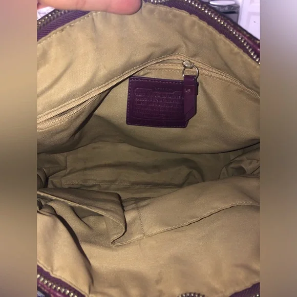 Y2K Coach Purple and Tan Women's Tote bag - Picture 5 of 15